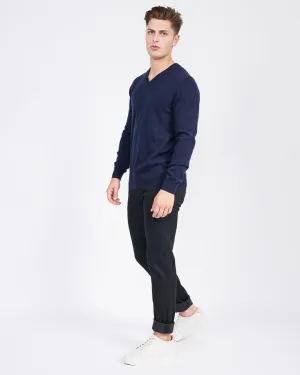 Quinn - Men's Luxurious 100% 2-ply Cashmere "V-Neck"- Navy