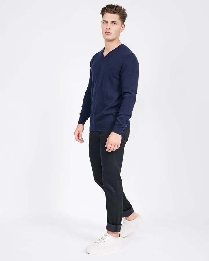 Quinn - Men's Luxurious 100% 2-ply Cashmere "V-Neck"- Purple Heather