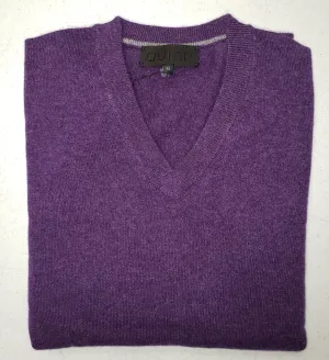 Quinn - Men's Luxurious 100% 2-ply Cashmere "V-Neck"- Purple Heather