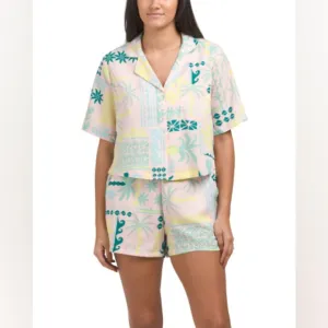 Rachel Zoe 2-Piece Geometric Palm Tree Sleep Set - Large - New with Tags