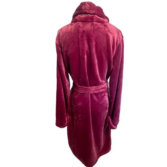 Rachel Zoe NEW Plush Belted Robe Womens Small Berry Luxuriously Soft Bathrobe
