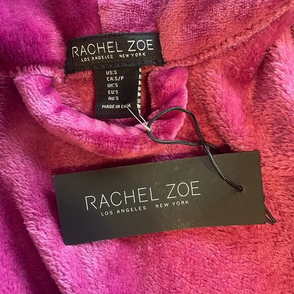 Rachel Zoe NEW Plush Belted Robe Womens Small Berry Luxuriously Soft Bathrobe