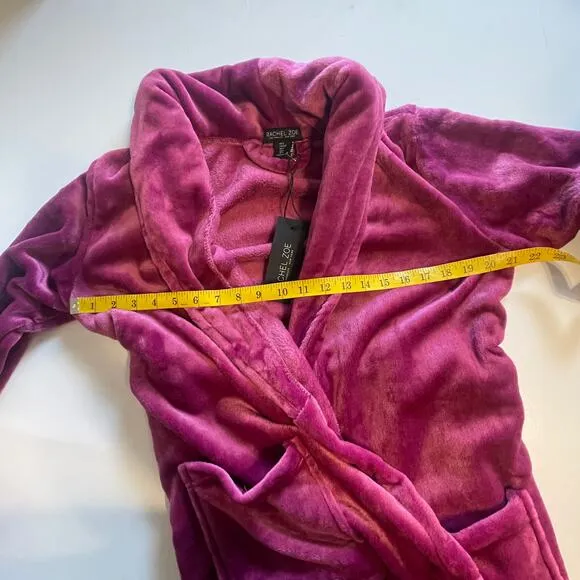 Rachel Zoe NEW Plush Belted Robe Womens Small Berry Luxuriously Soft Bathrobe