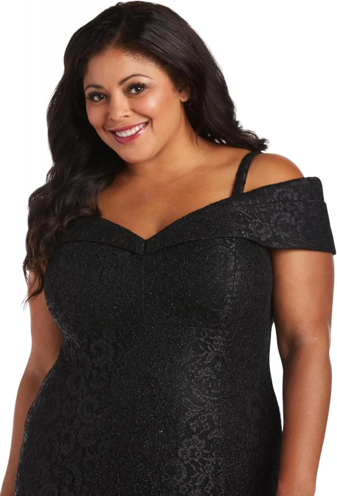R&M Richards Off-The-Shoulder Lace Gown- Mother of The Bride Dress Steel Gray 12
