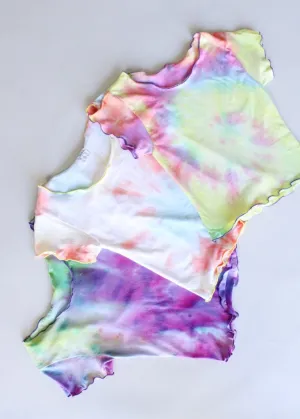 RCYCLD Lettuce Edge Scoop Neck Tie Dye Baby Tee