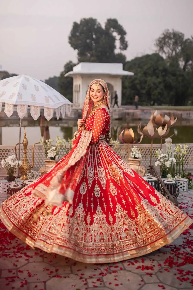 Red Gold Lehenga Choli Pakistani Wedding Dresses