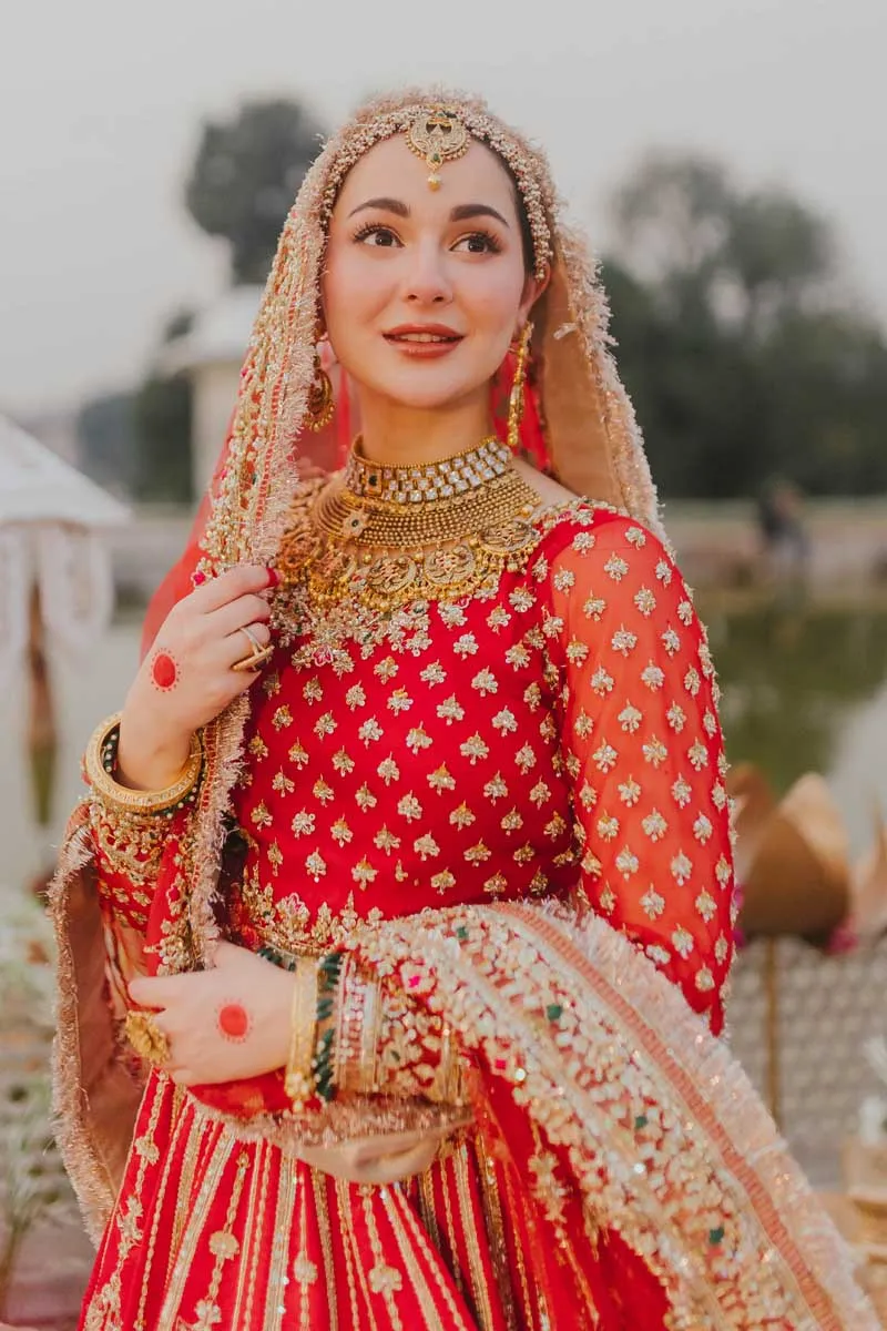 Red Gold Lehenga Choli Pakistani Wedding Dresses