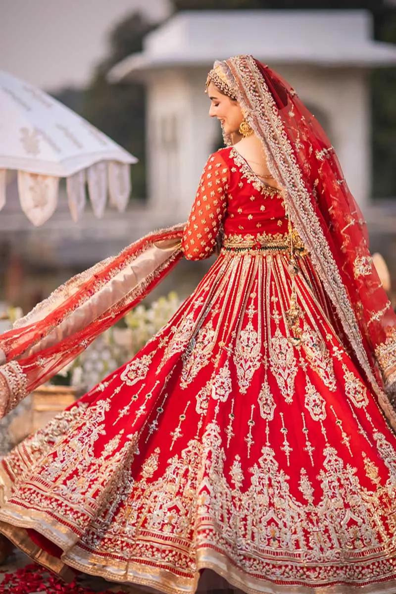 Red Gold Lehenga Choli Pakistani Wedding Dresses