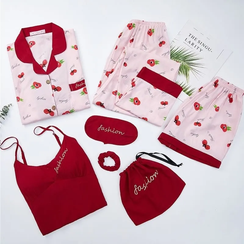 Red Satin Pajamas Set