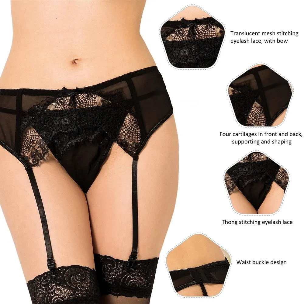 Red Sexy Transparent Lace Garter Panty  With Farawlaya