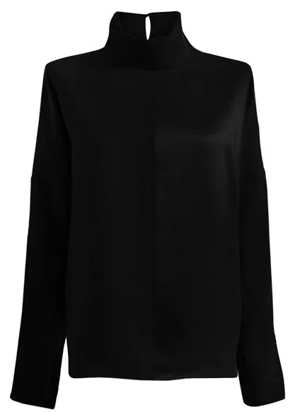 Revolution Cowl Neck Silk Blouse Black