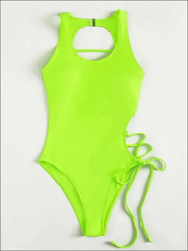 Riseado lace up one piece swimsuit 2023 swimwear women sexy monokini bathing suits sky blue summer