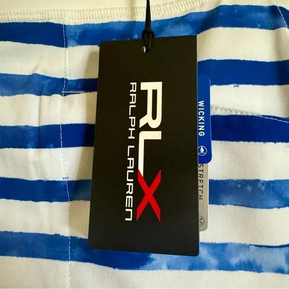 RLX Ralph Lauren New Size L Printed Aim Golf Sport Skort Blue and White Stripe