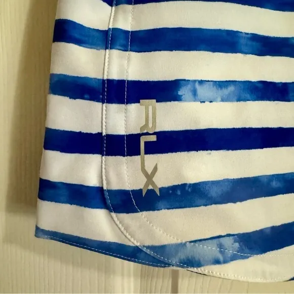 RLX Ralph Lauren New Size L Printed Aim Golf Sport Skort Blue and White Stripe