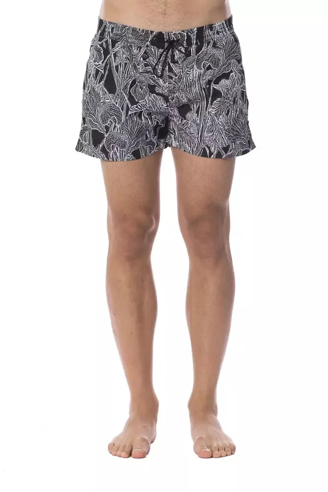 Roberto Cavalli Sport Black Polyester Men Swimsuit