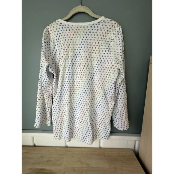 Roller Rabbit Rainbow disco Hearts Pajama top long sleeve 100% Pima cotton sz M