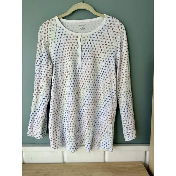 Roller Rabbit Rainbow disco Hearts Pajama top long sleeve 100% Pima cotton sz M