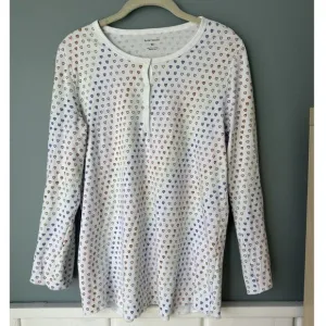Roller Rabbit Rainbow disco Hearts Pajama top long sleeve 100% Pima cotton sz M