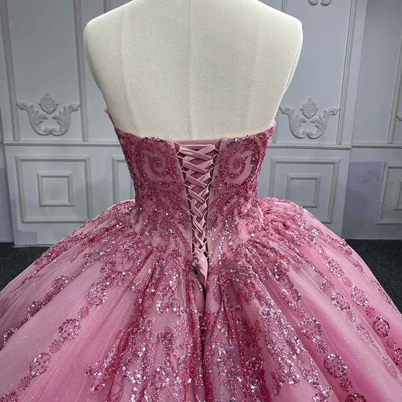Romantic Court Train Ball Gown Strapless Pleated Quinceanera Dresses