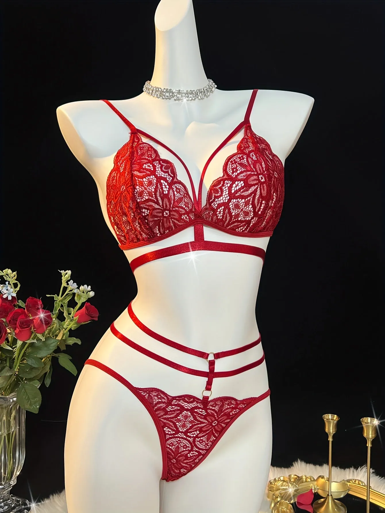 Romantic Floral Lace Lingerie Set