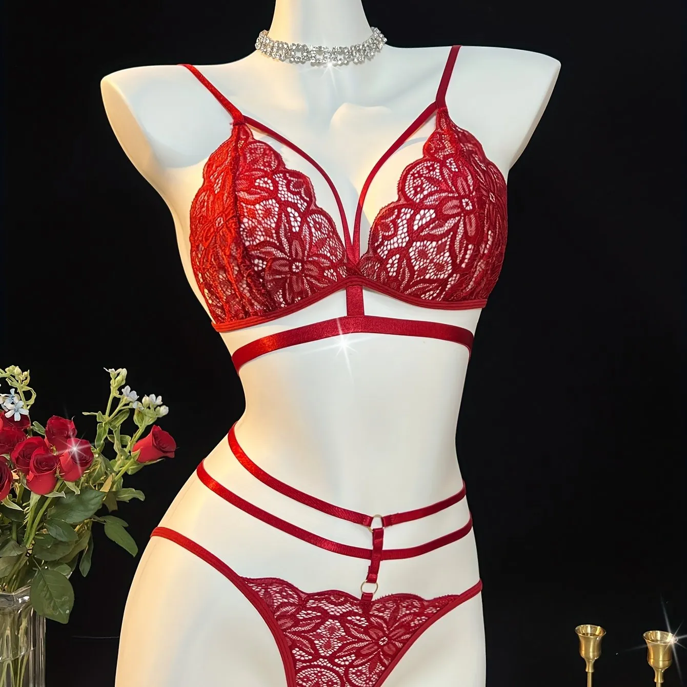 Romantic Floral Lace Lingerie Set