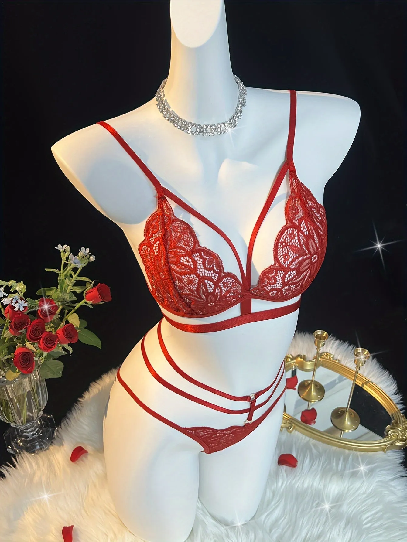 Romantic Floral Lace Lingerie Set