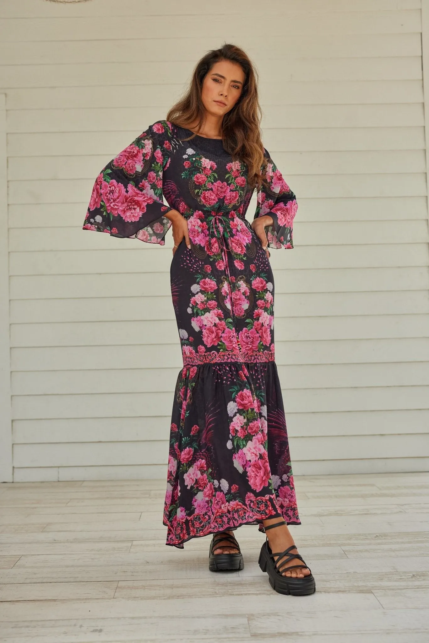 Romantic Flowers Cocktail Maxi Dress