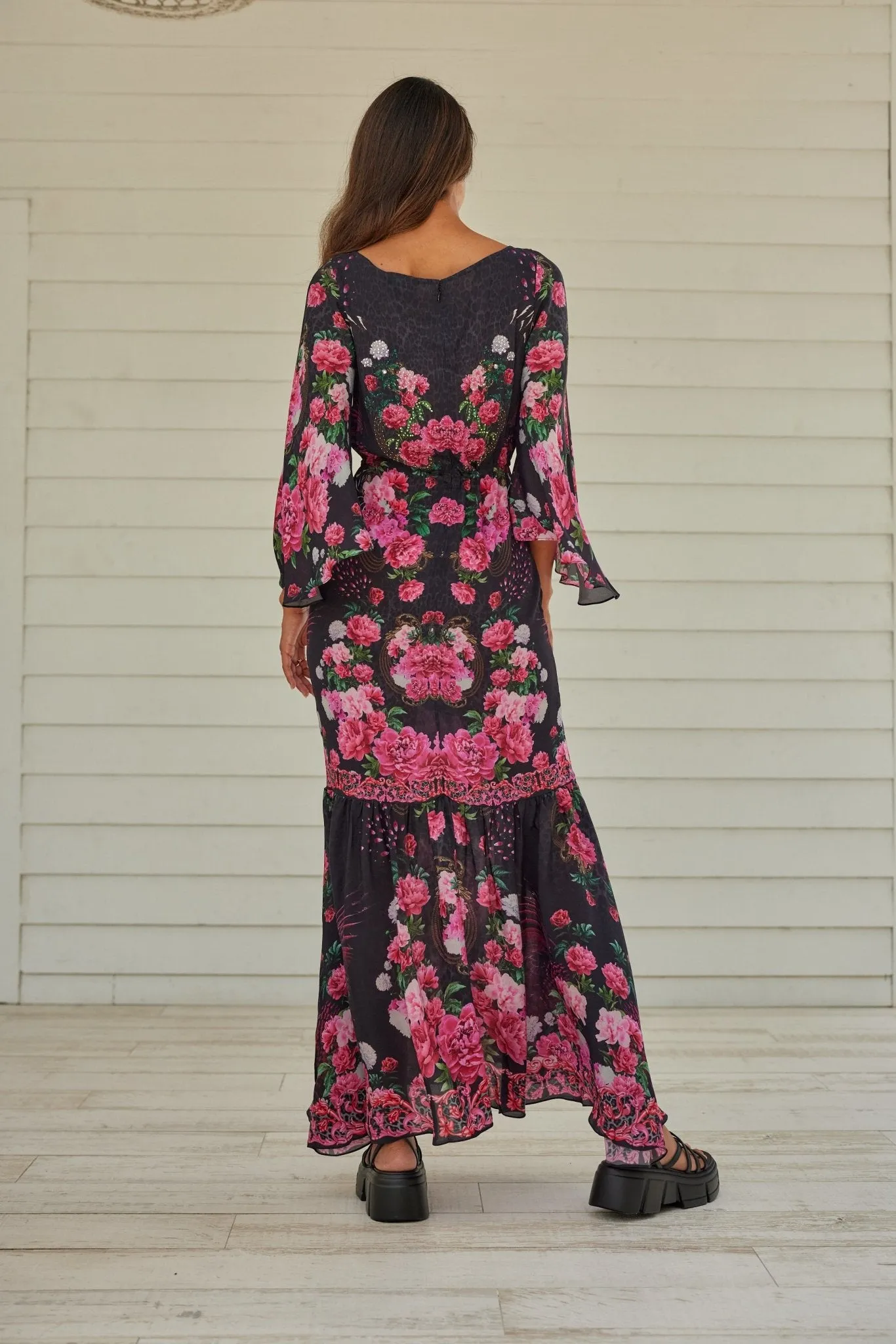 Romantic Flowers Cocktail Maxi Dress