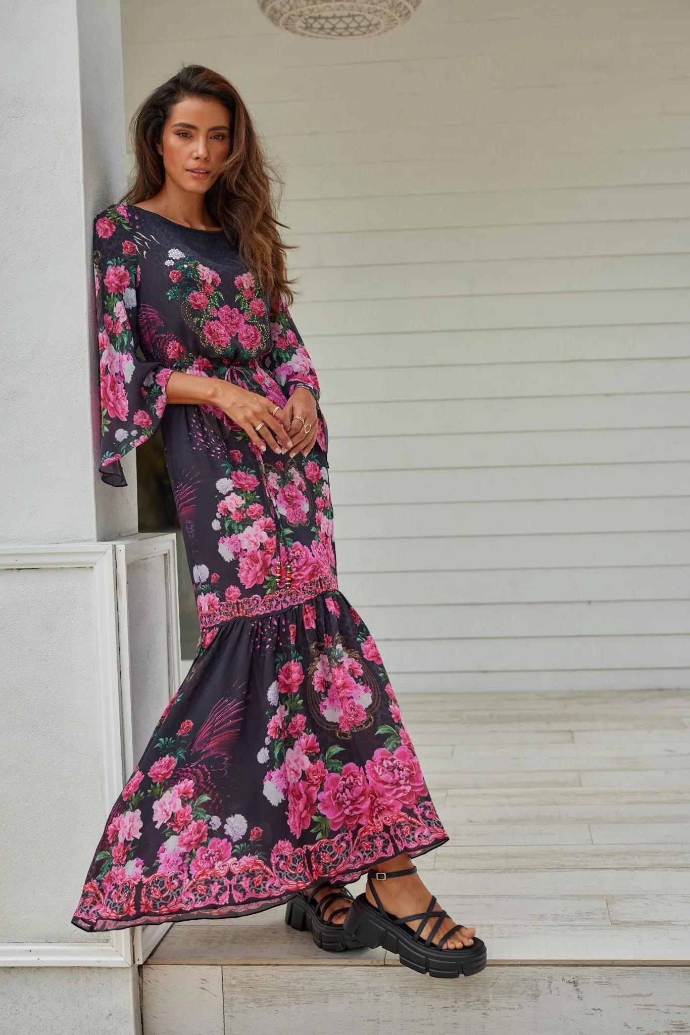 Romantic Flowers Cocktail Maxi Dress