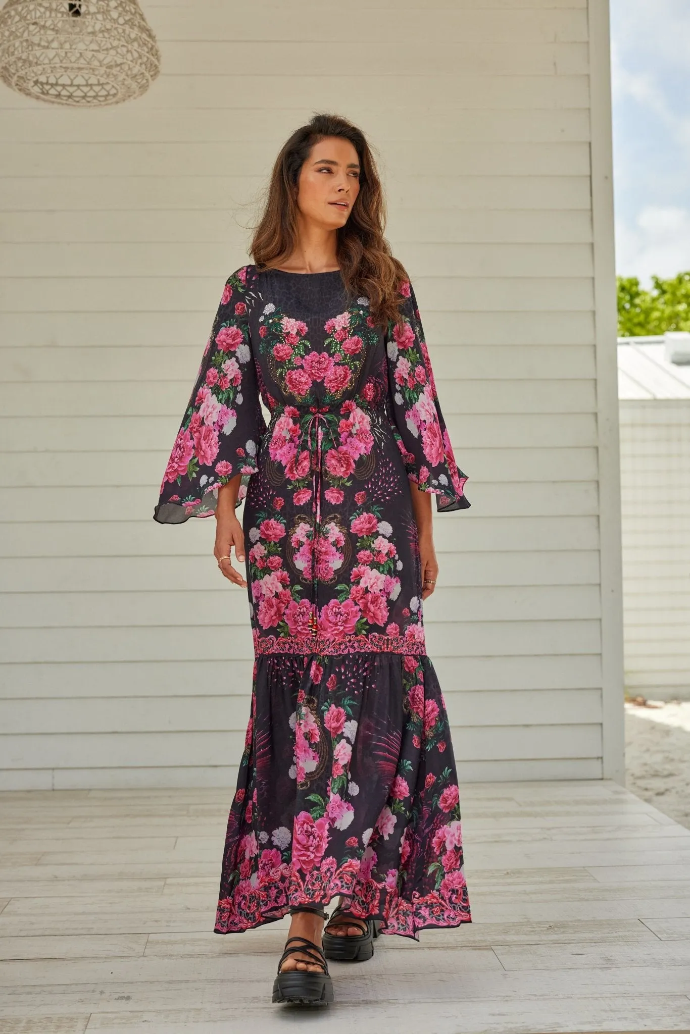Romantic Flowers Cocktail Maxi Dress
