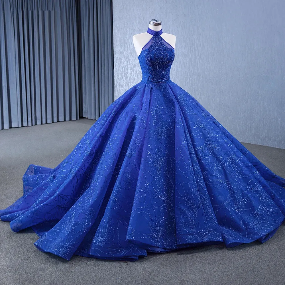 Romantic Halter Sleeveless Beading Ball Gown Long Prom Dresses Quinceanera Dresses