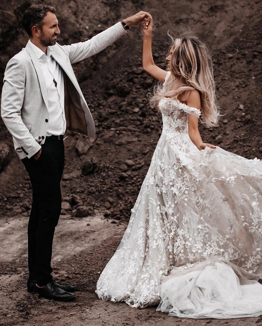 Romantic Off-The-Shoulder Lace Appliqued Long Cheap Wedding Dresses, WDS0046