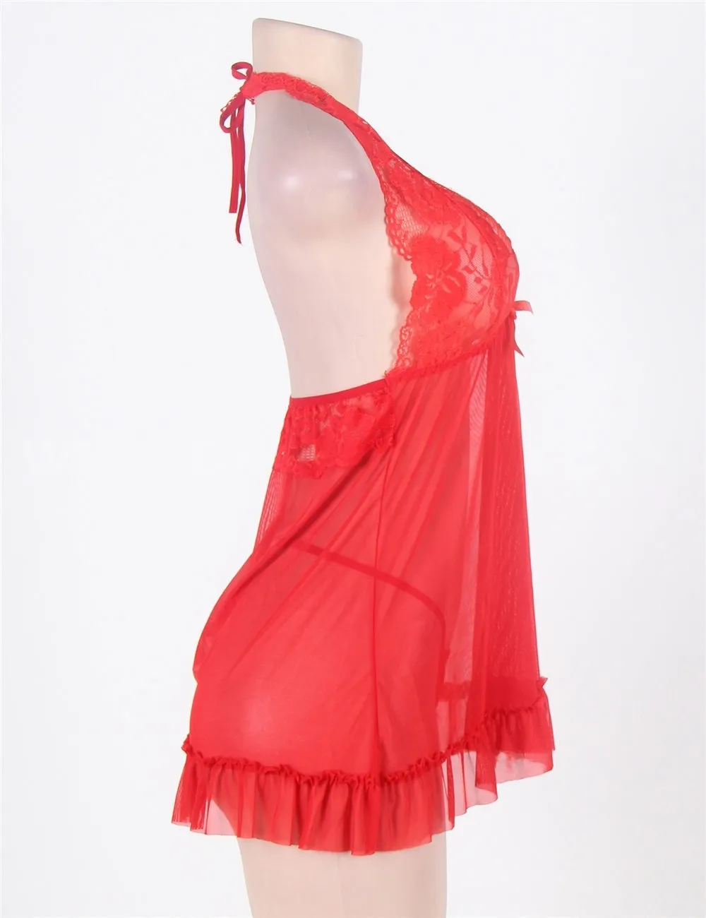 Romantic Red Open Back Flare Lingerie