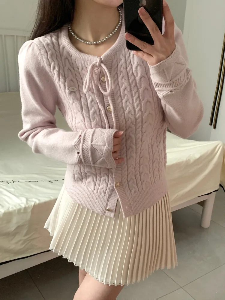Romantic Ribbon Knit Cardigan