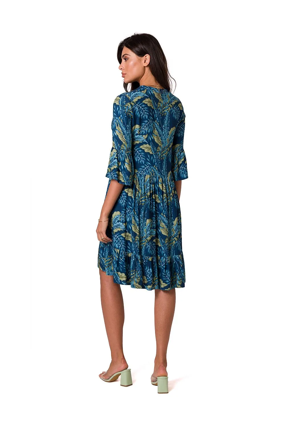 Romantic Ruffle Open-Neck Dress