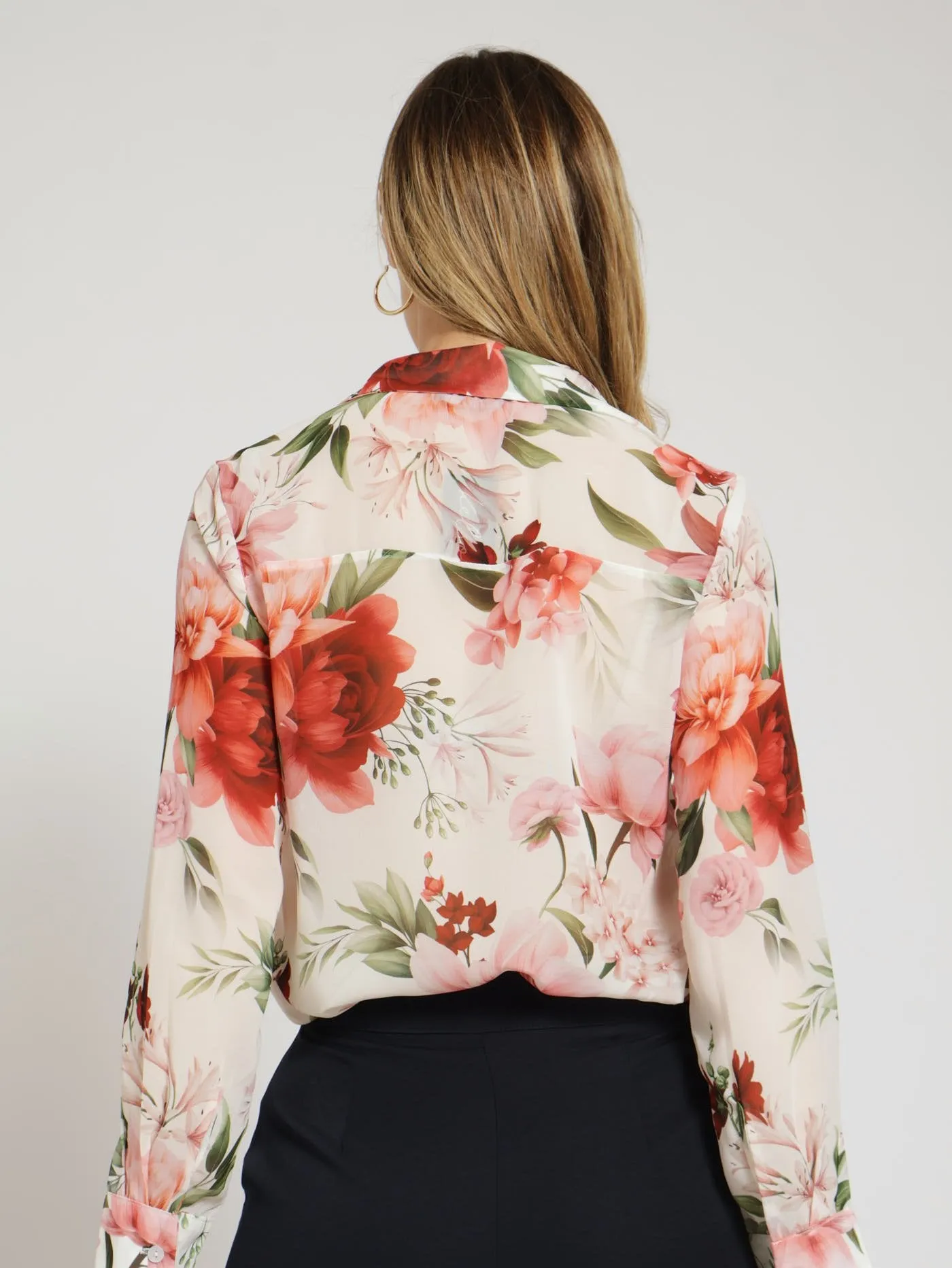 Rose Chiffon Shirt - White/Red