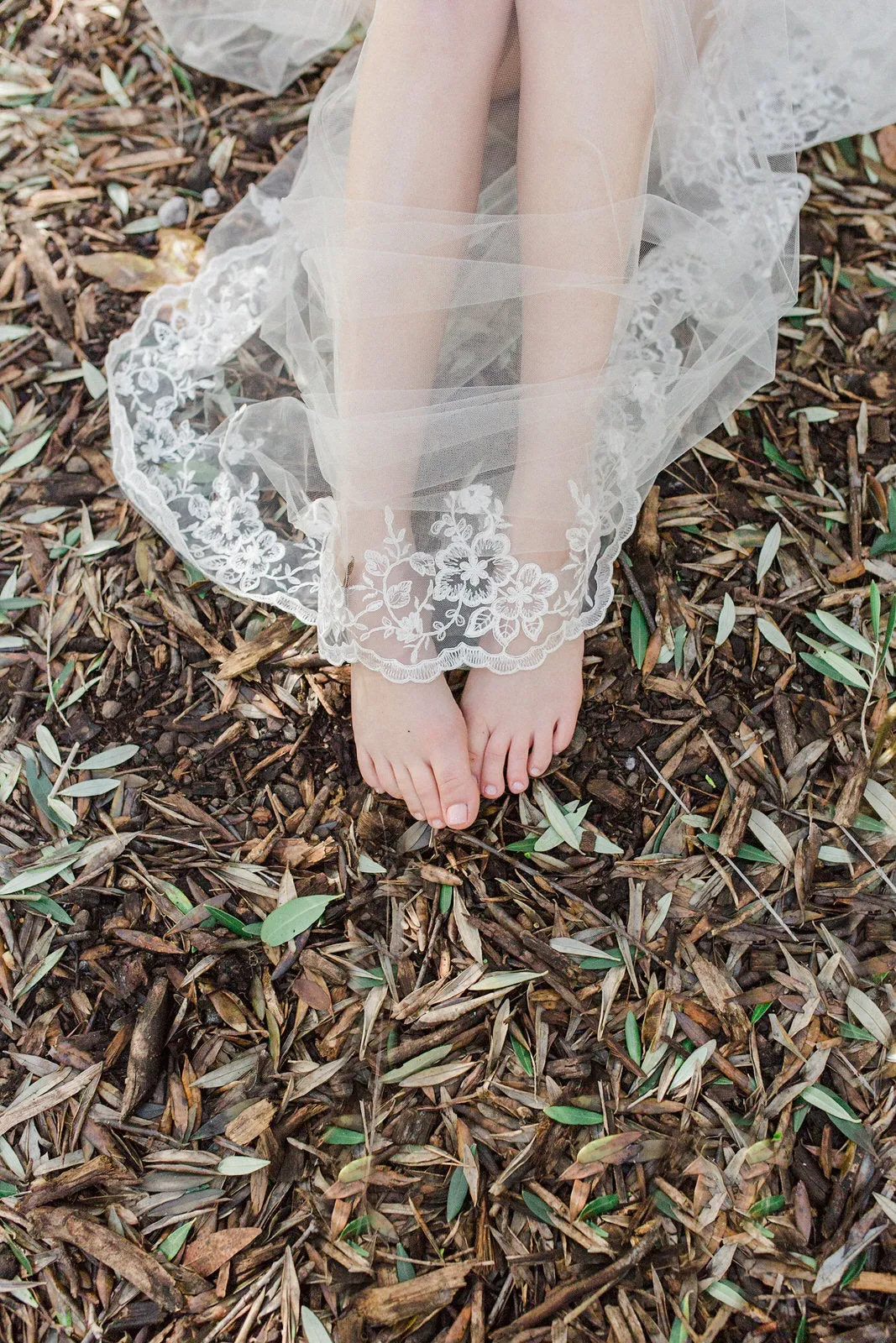 Royal Length Drop Veil with French Lace Trim & Blusher, Off White/ Ivory Lace Wedding Veil