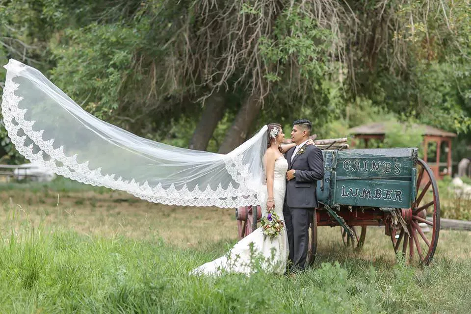 Royal Length Drop Veil with French Lace Trim & Blusher, Off White/ Ivory Lace Wedding Veil