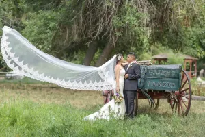 Royal Length Drop Veil with French Lace Trim & Blusher, Off White/ Ivory Lace Wedding Veil