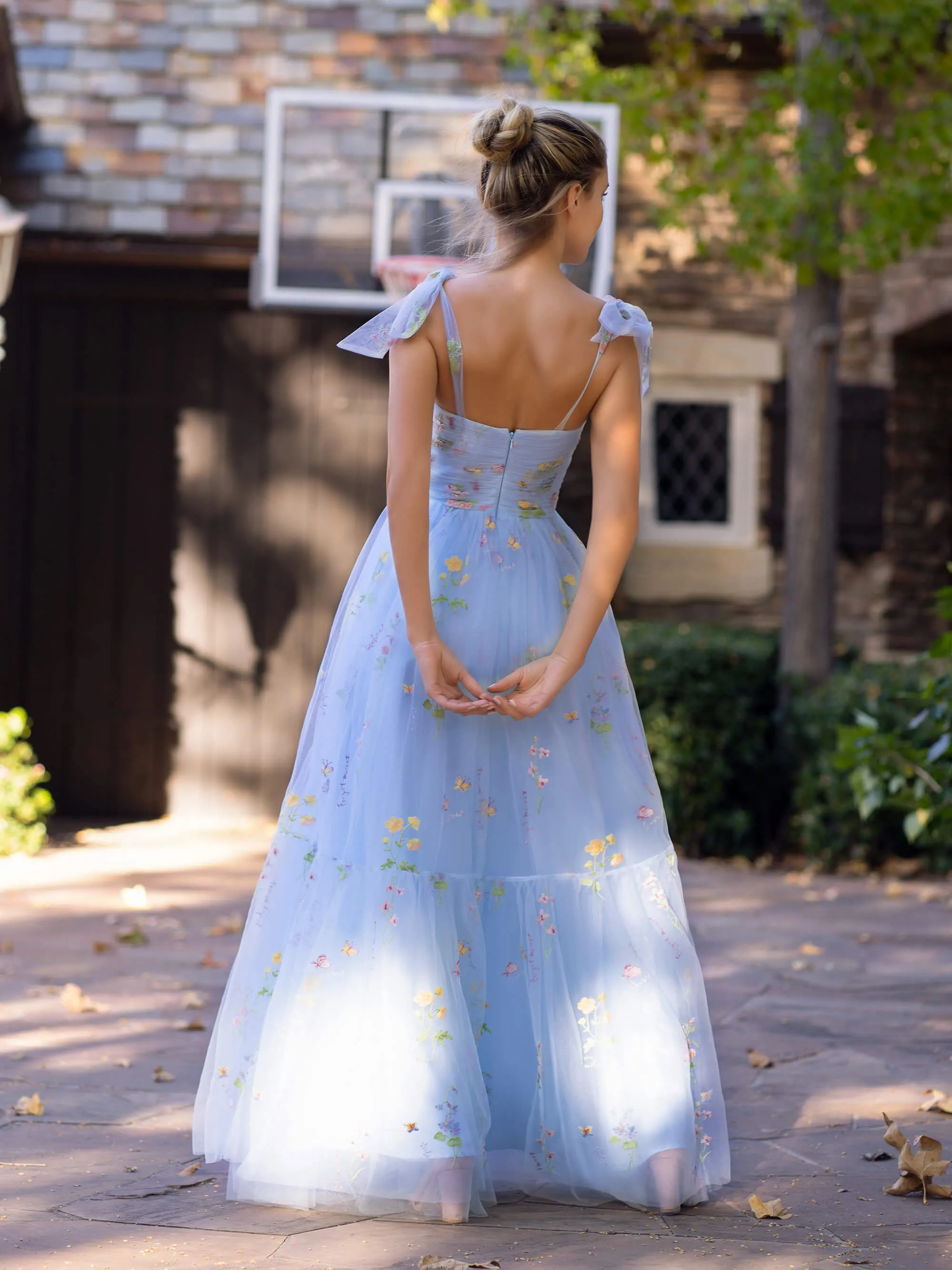 Roycebridal Sweetheart Neck Floor Length Tulle Embroidery Floral Prom Dress