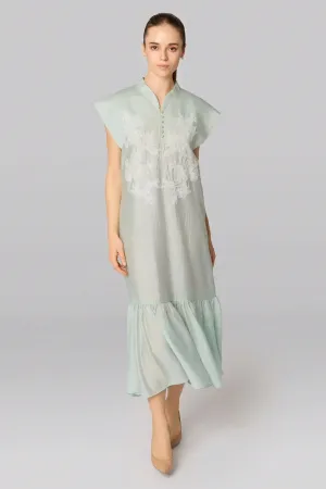 RUÌ 蕊 Sheer Cheongsam Dress In Green