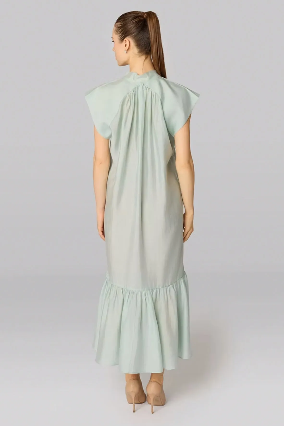 RUÌ 蕊 Sheer Cheongsam Dress In Green