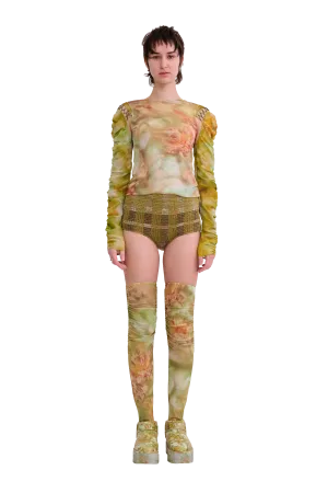 SAGE MOLTEN FLORAL CARDIO DELILAH TOP
