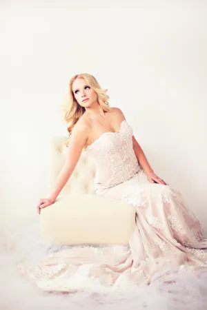 SAMPLE SALE/ Sheath Beaded Lace Wedding Dress (# IngaLisa)