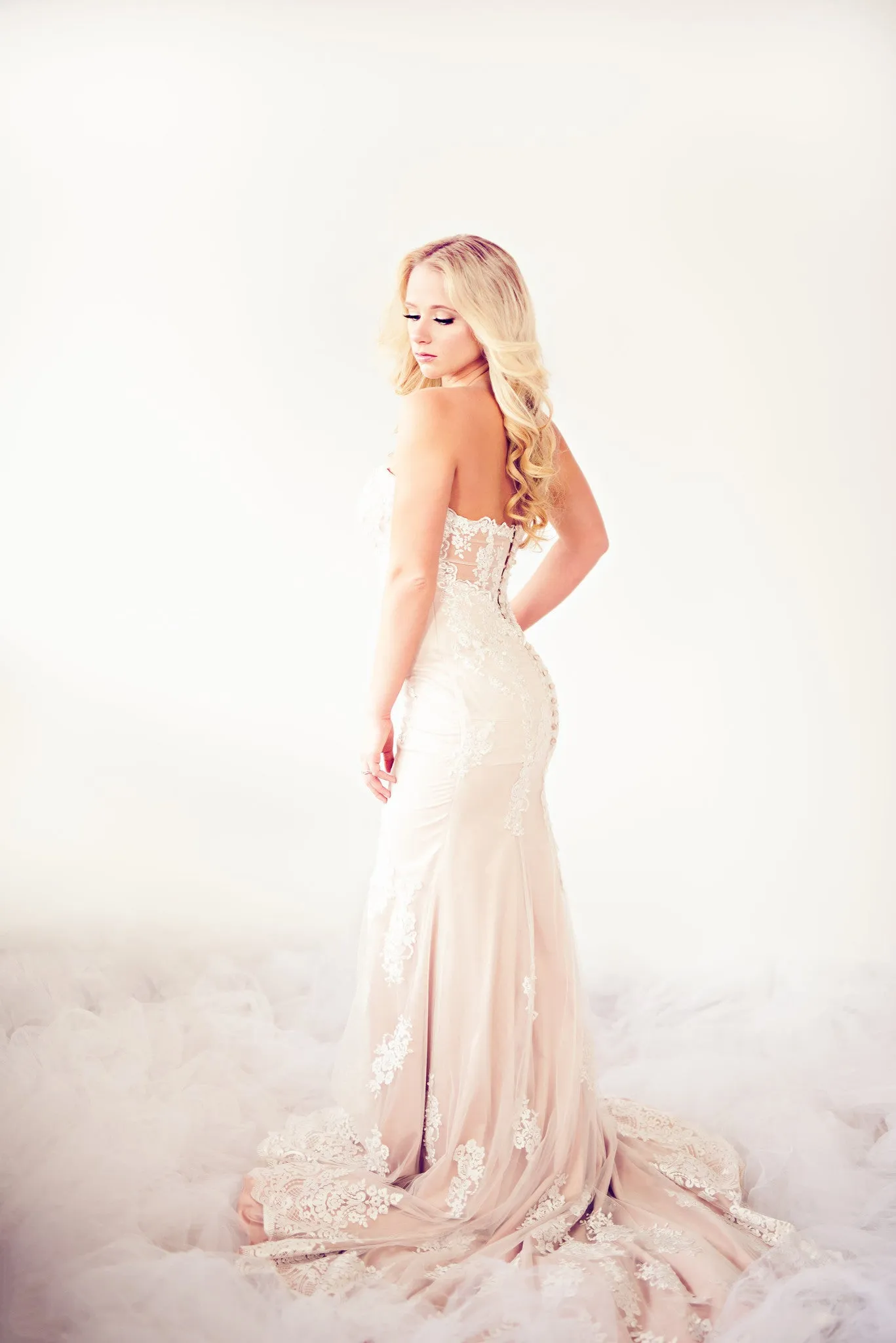 SAMPLE SALE/ Sheath Beaded Lace Wedding Dress (# IngaLisa)