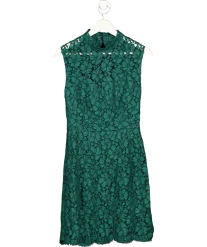 Sandro Green Lace High Neck Mini Dress UK S