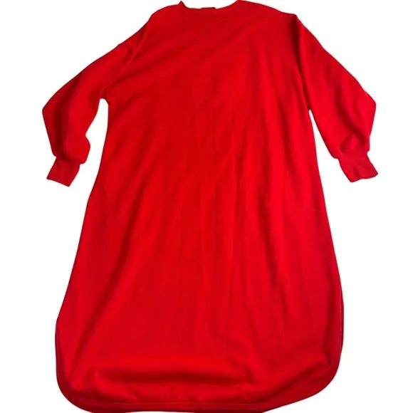 Santa Bear Nightgown Christmas Holiday Plaid Bear Applique Red Size L