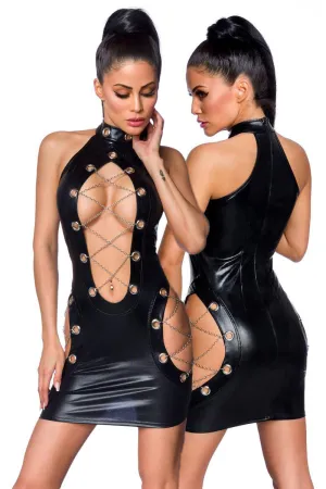 Saresia Metal Wetlook Mini Dress
