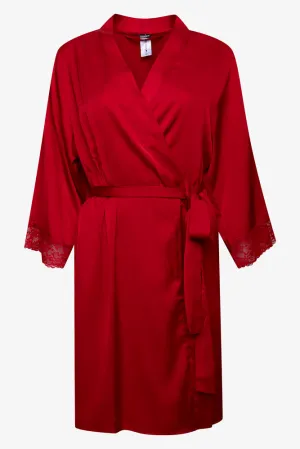 Satin Kimono Sleeve Summer Gown Red