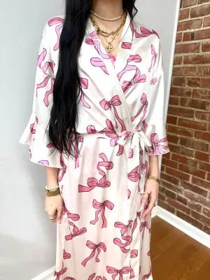 Satin Long Sleeve Bow Robe